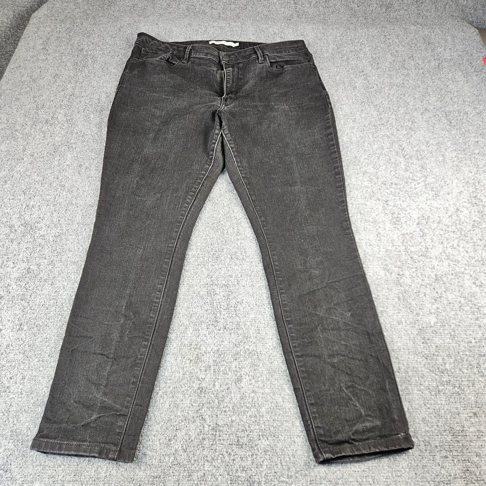 Levi Strauss Signature Womens Black Mid Rise Skinny Jeans Size 16 W33 Stretch